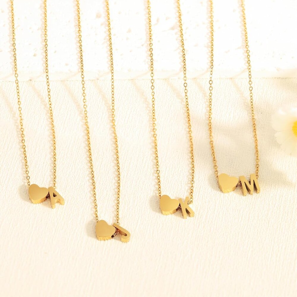 Personalized Tiny Heart Initial Necklace - Adjust… - image 5